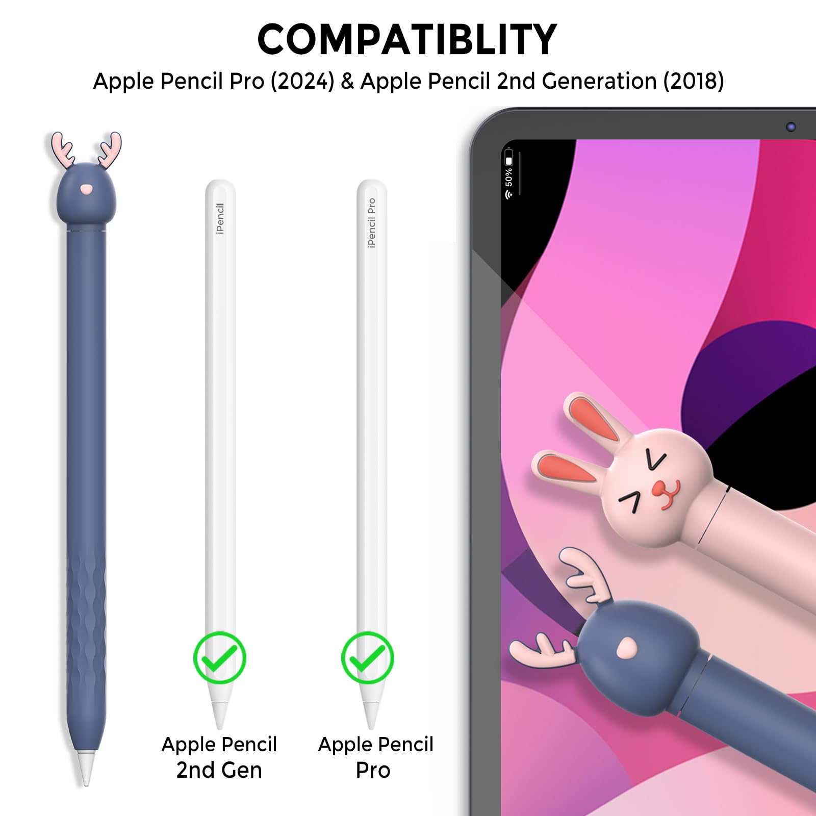 Amazon.com: AHASTYLE Cute Cartoon Sleeve for Apple Pencil 2nd